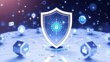 Digital secure shield network nodes cybersecurity identity protection ai business