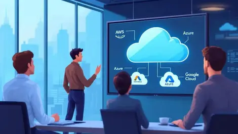 Modern office business professionals cloud marketplace integration aws azure google