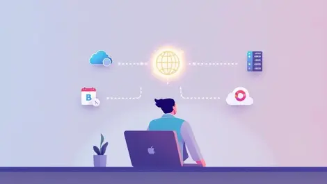 Software engineer connecting cloud dev platforms to domain dns globe