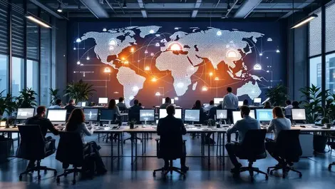 Modern open plan office global enterprise ai workspace rollout