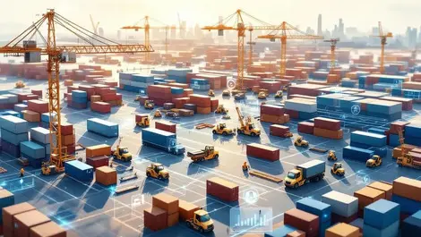 Construction logistics yard digital workflow cranes containers