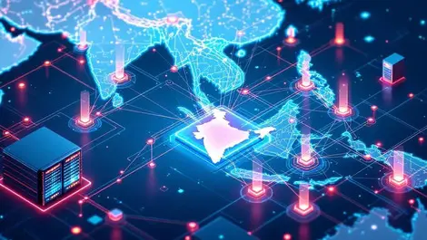 Isometric apac data centers network map india central hub